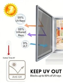 Película de vidrio de protección solar aislante térmico para ventana, perspectiva unidireccional, anti-mirón, sombrilla para el sol, pegatina de vidrio anti-bloqueo de luz para balcón. - Negro - Ver 10