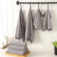 HYER KITCHEN 2/4/6 Set Of Dish Towels With Grid Pattern, Different Sizes, Ultra-Soft, Quick-Drying, Multi-Functional,Kitchen,Bathroom,Home,Household Suppliers - Grey - View 1