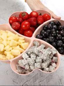 1pc Appetizer Serving Platter, Unbreakable Chip & Dip Serving Divided Plates, 4-Compartment Heart-Shaped Serving Dish Tray For Nuts, Candy, Dried Fruit, Salads, Snack,Kitchen,Christmas Gift - Pink - View 4