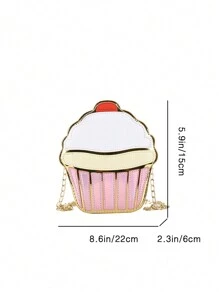 1 件时尚儿童个性化冰淇淋蛋糕形状斜挎包单肩包钱包便携式多功能拉链封口糖果包轻便适合旅行度假户外超市节日购物儿童礼物生日礼物送给女儿的礼物撞色缝线 PU 皮革绗缝细节新设计可爱卡通二维链条休闲包女孩、儿童、好朋友小学生青少年日常旅行和度假使用完美的钥匙收纳袋旅行配件 - 白色 - 查看 2