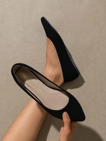 Women Flats Pointed Toe Ballet Flats Elegant Soft Slip On Office Commute Solid Shoes