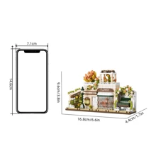 1 Set ABS City Street Scene Building Block Kits, DIY Autumn Flower House, Barista Time Milk Tea Cafe, Fun Small Construction Toys, Develop Hands-On Skills, Creative Home Decor, Gift For Birthday, Holiday, Adults