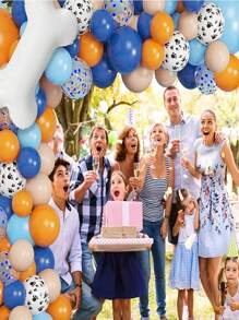 Birthday Party Supplies Balloon Garland Arch Set, Blue Orange Blush Naked Dog Bone Balloons Theme Dog Claw Balloon Set