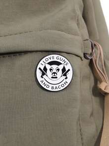 1入組「我愛槍和培根」胸針卡通徽章時尚珠寶，適合男女日常穿著於衣服或背包上 - 字母 - 查看 4