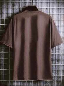 Men's White Trim T-Shirt Premium 100% Cotton Shirt Mesh 30.1 - 鏽棕色 - 查看 2