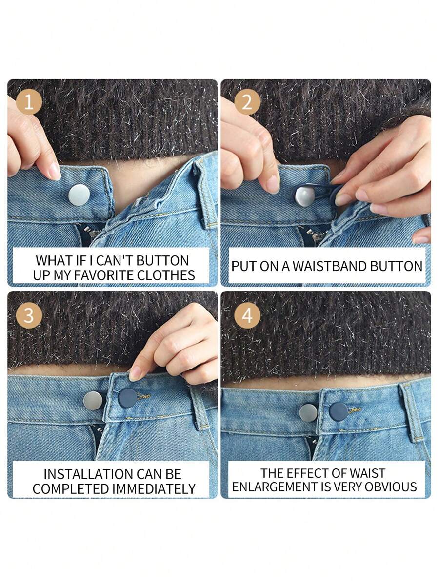 6pcs 10mm-15-18mm Rubber Waistband Extender Button, Clothes Waist ...