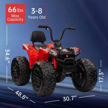 24V Kids ATV,Ride On Car 4WD Quad Electric Vehicle,4x80W Powerful Engine,With 7AHx2 Large Battery,Accelerator Handle,EVA Tire,Full Metal Suspension,LED Light,Bt&Music