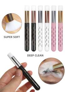 5PCS Makeup Brush Shampoo,Pink Black White Multicolor Brush Shampoo Soft Facial Cleansing Brush For Cleaning Eyelashes Eye Lash Foam Cleaner Applicator Brush Makeup Tools