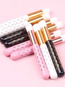 5PCS Makeup Brush Shampoo,Pink Black White Multicolor Brush Shampoo Soft Facial Cleansing Brush For Cleaning Eyelashes Eye Lash Foam Cleaner Applicator Brush Makeup Tools