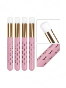 5PCS Makeup Brush Shampoo,Pink Black White Multicolor Brush Shampoo Soft Facial Cleansing Brush For Cleaning Eyelashes Eye Lash Foam Cleaner Applicator Brush Makeup Tools