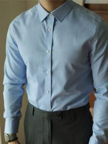 Men Shirts - 淺藍色 - 查看 2