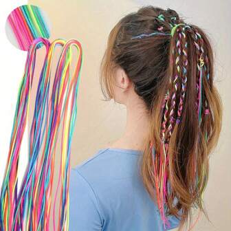 10 pezzi di colorati elastici per capelli intrecciati, accessori per capelli, corde colorate arcobaleno sfumate, accessori per acconciature fai-da-te, adatti per uso quotidiano, casual, sportivo, festa, vacanza, trucco, damigella, matrimonio, regali ideali per la festa della mamma, stagione di laurea, fascia per capelli turbante, fascia per capelli elegante autunno inverno, sciarpa morbida, bandana per donna