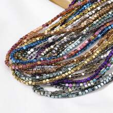 135 peças de Contas Quadradas de Hematita Eletrochapeadas de 3 * 3mm, Material de DIY com Pedras Pretas para Pulseiras, Tornozeleiras, Colaretas e Brincos Femininos, Acessórios de Jóias