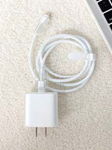 iPhone 15 Bộ sạc Loại vỏ , Bộ bảo vệ cáp dữ liệu , Trong suốt Đầu sạc Che phủ , Sức lực Bộ chuyển đổi Năm mảnh Bộ - Trong sáng - Xem 4