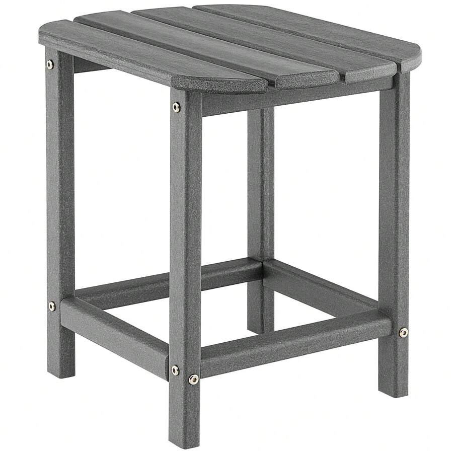 48 X 37 X 46 Cm Outdoor Side Table, Weather-Resistant HDPE Adirondack Table, Patio End Table, Small Rectangular Patio Table For Garden, Poolside, Backyard - Grey - View 1