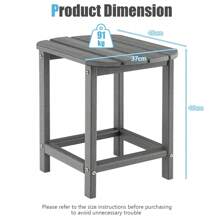 48 X 37 X 46 Cm Outdoor Side Table, Weather-Resistant HDPE Adirondack Table, Patio End Table, Small Rectangular Patio Table For Garden, Poolside, Backyard - Grey - View 2