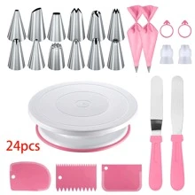 4/7/24/128/157/169 szt. Dysze do dekorowania ciast ze stali nierdzewnej Zestaw talerzy obrotowych do różowego ciasta Torebki do wyciskania wielokrotnego użytku i jednorazowego użytku Silikonowy konwerter pierścieniowy Szpatułki do ciasta Skrobaki do kremu Gwoździe kwiatowe Nożyczki do kwiatów Pióro do dekorowania Końcówki i dysze do dekorowania Narzędzia do pieczenia Narzędzia do dekorowania ciast Krem i ciasteczka Gadżety kuchenne - Różowy - Zobacz 7