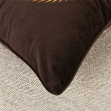 1pc Blue Plush Fabric Embroidered Edge Sofa Pillowcase Bedroom Bedside Backrest Cushion Decorative Pillowcase For Bay Window (Core Not Included) - Coffee Brown - View 4