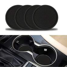 4PCS Grey Car Cup Coaster, Universal Non-Slip Cup Holders Embedded In Ornaments Coaster, Car Interior Accessories - Black - View 2
