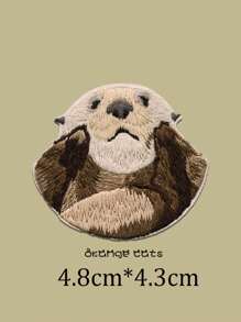 1 Piece Embroidery Fabric Cute Otter Self-Adhesive No-Sew Patch Stickers Clothing Decoration Summer, School