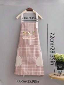 1pc Waterproof & Oil-Proof Adjustable Kitchen Apron, Cleaning Apron For Men & Women, Kitchen Cooking Apron With Large Pocket - Pink - View 6