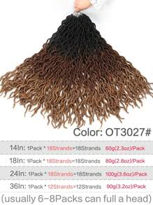 1-6 paquetes de cabello trenzado sintético estilo dreadlocks africanos con raíces degradadas tipo diosa - Multicolor - Ver 8