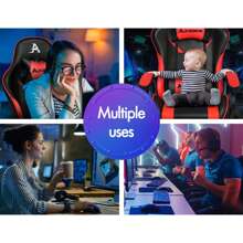 ALFORDSON Silla Gaming, Asiento Gaming con Soporte Lumbar de Masaje, Sillón Giratorio Ergonómico con Reposacabezas, Altura Regulable, PU, Negro