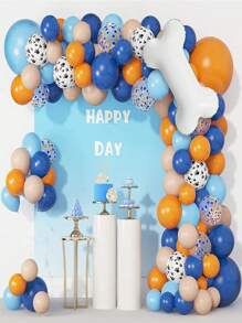 Birthday Party Supplies Balloon Garland Arch Set, Blue Orange Blush Naked Dog Bone Balloons Theme Dog Claw Balloon Set
