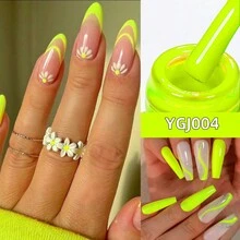 RS NAIL霓虹發光凝膠指甲油15g 12色夏季指甲油糖果色熱紅粉綠黃凝膠指甲油指甲藝術凝膠亮光透明色修飾美甲霓虹系列 - 黃色 - 查看 2