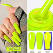 RS NAIL霓虹發光凝膠指甲油15g 12色夏季指甲油糖果色熱紅粉綠黃凝膠指甲油指甲藝術凝膠亮光透明色修飾美甲霓虹系列 - 黃色 - 查看 3