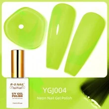 RS NAIL霓虹發光凝膠指甲油15g 12色夏季指甲油糖果色熱紅粉綠黃凝膠指甲油指甲藝術凝膠亮光透明色修飾美甲霓虹系列 - 黃色 - 查看 4