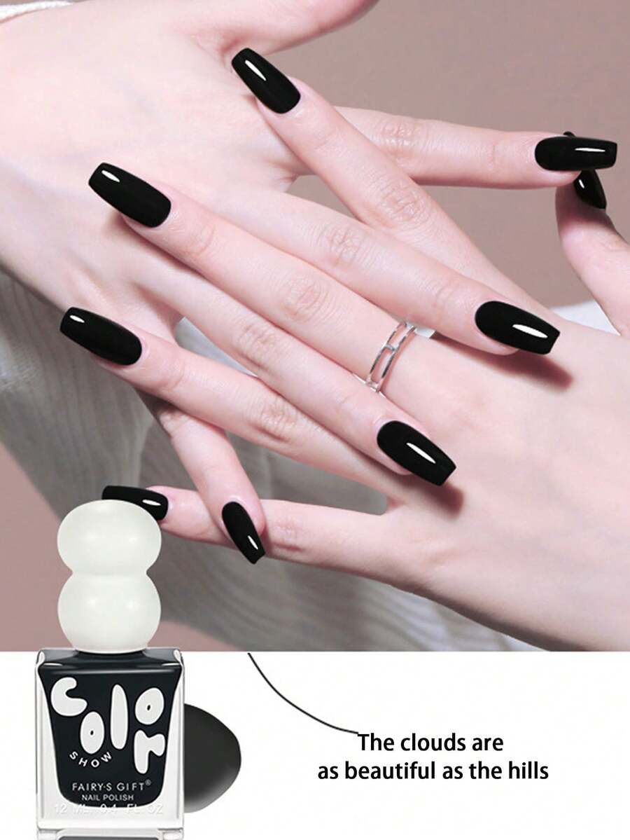 12ml红色指甲油，油性指甲油，无味不热快干，不可剥离不可剥落透明裸色指甲油，适合日常佩戴，多种颜色可选 - 黑色 - 查看 1