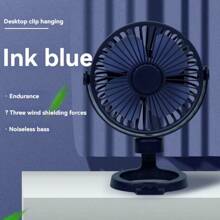 A Household Desktop Mini Fan Office Silent Fan, Portable USB Charging Fan With Large Wind Power, Ideal For Students's Dormitories, Random Delivery Of Data Cable. - Blue - View 13
