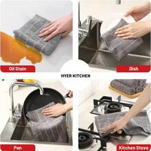 HYER KITCHEN 2/4/6 Set Of Dish Towels With Grid Pattern, Different Sizes, Ultra-Soft, Quick-Drying, Multi-Functional,Kitchen,Bathroom,Home,Household Suppliers - Grey - View 6