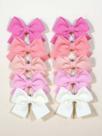 Set de 10 Nuevos Clips de Pelo con Moño de Cinta lindos para niños, Accesorios de Cabello hecho a mano para Bebés niñas