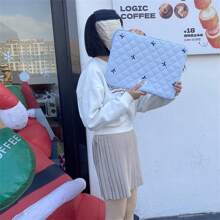 1 szt. Ins urocza torba na tablet Lingge z haftowaną kokardką torba do przechowywania laptopa pełna dziewczynek serc - Wielokolorowe - Zobacz 6