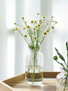 1pc Handmade Glass Striped Decoration Vase, Vintage Home Decor Ornament, Transparent Indoor Flower Vase Decoration, Suitable For Indoor, Living Room, Four Seasons Available Room Decor Glass Vase