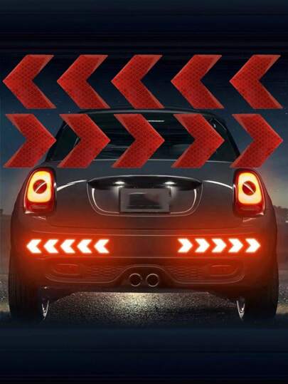 10PCS Car Arrow Reflective Sticker Waterproof Warning Universal Car Reflective Decal Film