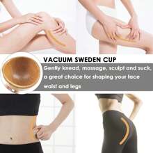 1入組木製手持按摩杯，瑞典木製杯，淋巴引流按摩工具，木製按摩器釋放壓痛穴位，用於塑形刮痧 - 彩色 - 查看 5