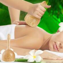 1入組木製手持按摩杯，瑞典木製杯，淋巴引流按摩工具，木製按摩器釋放壓痛穴位，用於塑形刮痧 - 彩色 - 查看 4