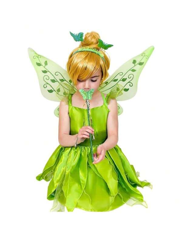 Asa Borboleta Verde Kit pra Fantasia Fada de Carnaval Com Tiara e Varinha Mágica