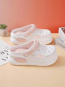 一對女孩兩色可愛厚底防滑EVA洞洞鞋，適合夏季 - 白色 - 查看 2