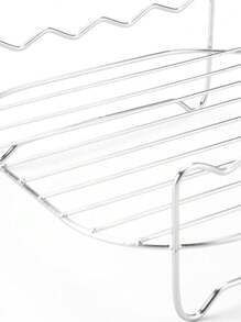 1 Set,Stainless Steel Air Fryer Rack With 4 Roast Meat Picks, Grill Air Fryer Accessories, Cooking Rack For Oven Microwave Baking, Kitchen Accessories - Grey - View 3