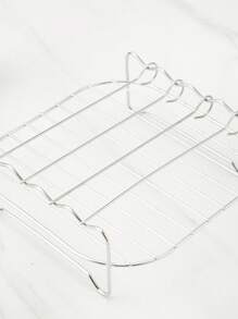 1 Set,Stainless Steel Air Fryer Rack With 4 Roast Meat Picks, Grill Air Fryer Accessories, Cooking Rack For Oven Microwave Baking, Kitchen Accessories - Grey - View 5