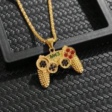1pc Fashionable Stainless Steel Pendant Necklace With Gemstone Inlaid Game Controller Shape Pendant, A Must-Have Item For Gamers, Suitable For Both Men And Women; A Great Choice Of Gift For Friends On Special Occasions Such As Valentine's Day, Birthdays, Or Roommates Gifts.,Mom,Mother,Mother's Day,Gift