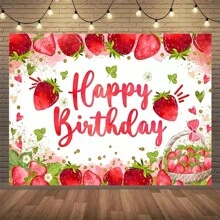 1PC, Strawberry Theme Background, Polyester Material, Rectangle Shape, Various Sizes, Birthday, Party Background, Perfect Party Decoration, Photography Suitable For All Seasons,Christmas - Red - View 4