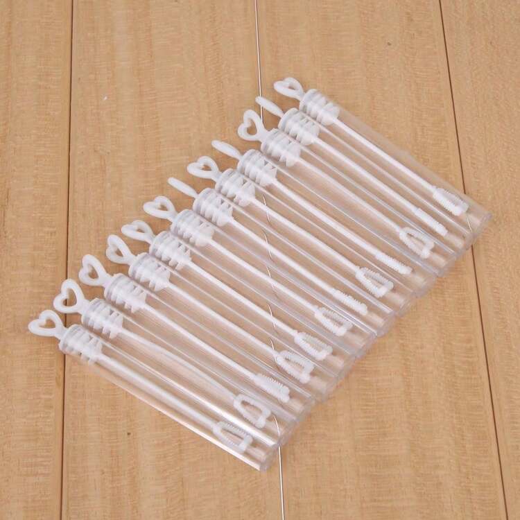 100pcs Tubo de Teste em Forma de Coração para Bolhas de Sabão em Garrafas Vazias Decoração de Festa de Casamento ou Festa (Água de Bolhas não Inclusa) - Branco - Visão 5