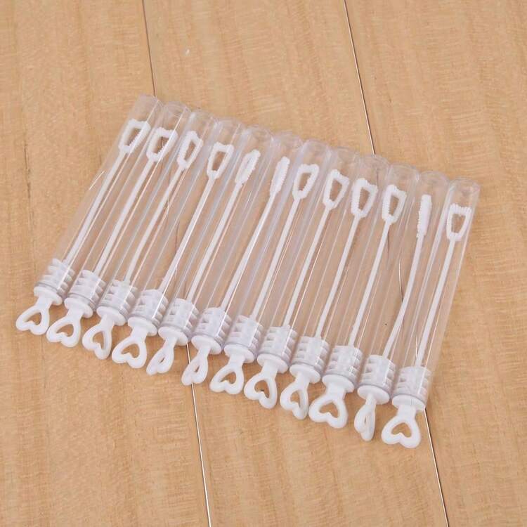 100pcs Tubo de Teste em Forma de Coração para Bolhas de Sabão em Garrafas Vazias Decoração de Festa de Casamento ou Festa (Água de Bolhas não Inclusa) - Branco - Visão 6