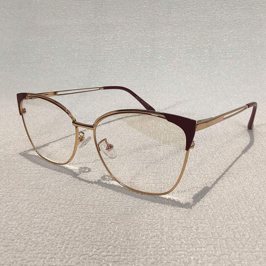 1pc Fashionable AntiBlue Light CatEye Painted Flat Glasses For Women