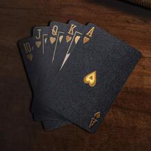 1 paquete de cartas de juego impermeables al diamante - baraja de póquer de alta definición - Negro - Ver 4